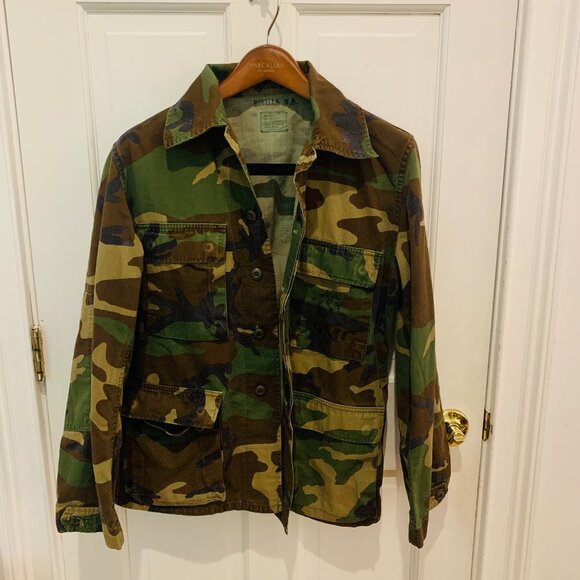 Vintage USMC Jacket Coat Woodland Camo Combat Pattern Size Small - Picture 1 of 15
